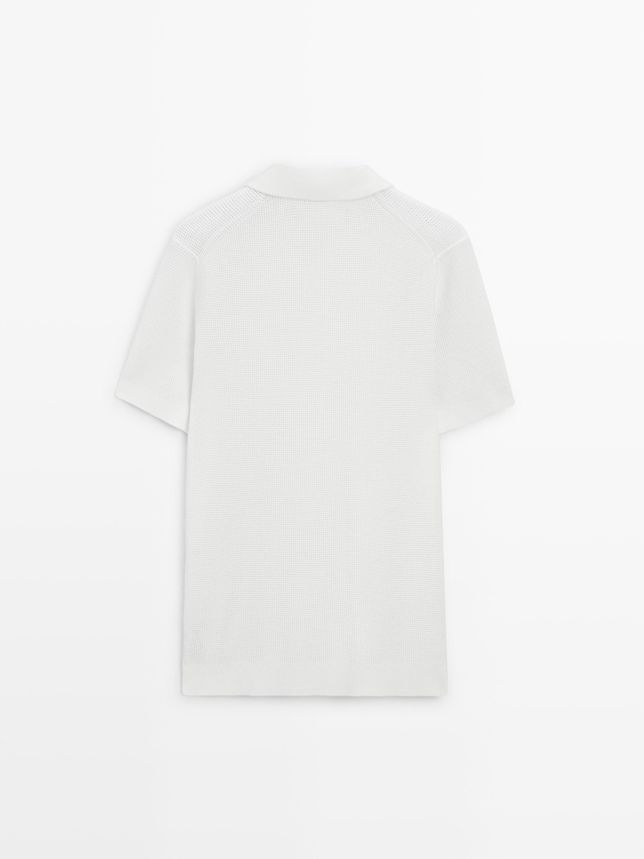 Polo en maille texturée de coton